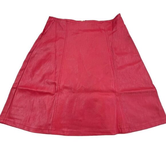 Santo by Paolo De Santo Skirt Women's XS Red Leather Zipper Back Skirt NWT - Picture 2 of 13